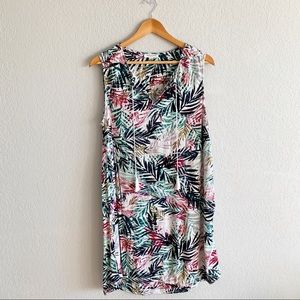 Beach Lunch Lounge Botanical Print Tassel Tunic 1X